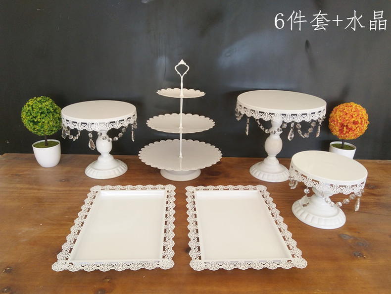 Fabricante creativo europeo de hierro forjado props de boda mesa de postres estante de pastel conjunto de plato de pastel decoración de mesa de boda