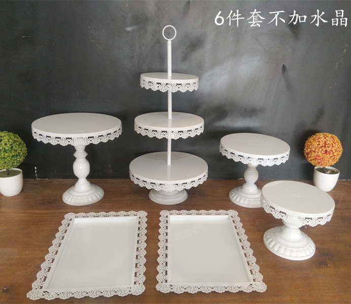 Fabricante creativo europeo de hierro forjado props de boda mesa de postres estante de pastel conjunto de plato de pastel decoración de mesa de boda