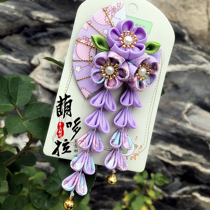 Accesorios para el cabello de estilo japonés accesorios de kimono estilo antiguo accesorios para el cabello para niños ventilador borla horquilla Hanfu kimono Albornoz rendimiento