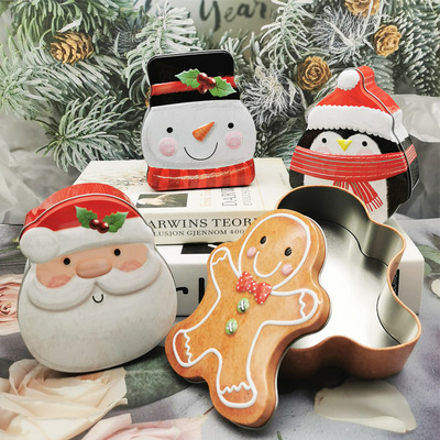 new pattern Christmas Iron box Gingerbread Man Santa Claus Cans candy chocolate Packaging box Cookies biscuit Box