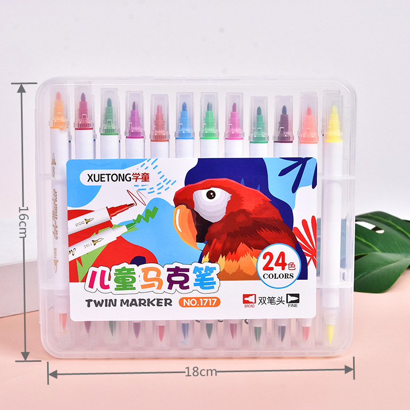 Fábrica a base de agua marcador de doble cabeza al por mayor escuela primaria estudiante arte pintura pincel graffiti color pluma 36 color de doble cabeza acuarela