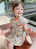 Summer cheongsam, cartoon small princess costume, retro multicoloured ethnic dress, with short sleeve, cotton and linen