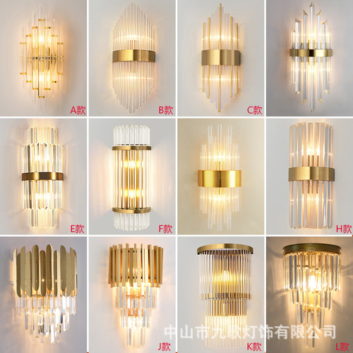 Modern light luxury crystal creative wall lamp Nordic bedroom bedside lamp simple personalized hallway stair wall lamp