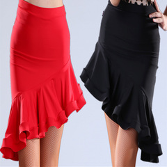 Spring and Summer New Adult Latin Dance Skirt Women Fishbone Short Clothing Bottom Practice Skirt Irregular Half Skirt
