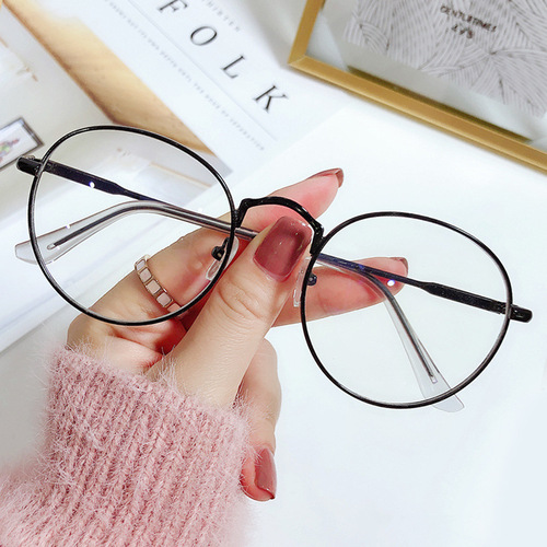 New anti-blue light glasses with wide rims and prescription glasses frames for women with metal thick rims for students with myopia