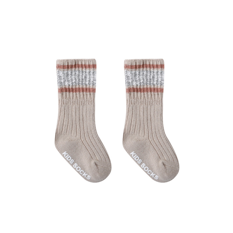 20 otoño e invierno nuevo doble aguja de tubo alto antideslizante bebé calcetines bebé antideslizante piso Calcetines niños calcetines de aguja gruesa