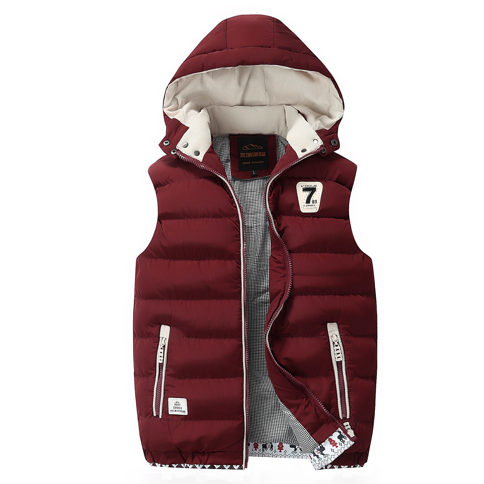 Chaleco de plumón para hombre, estilo coreano, para otoño e invierno, con capucha desmontable.