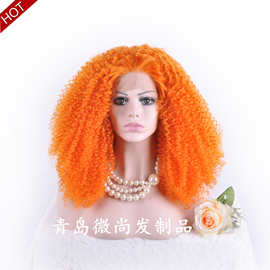 外贸假发前蕾丝化纤丝蓬松长卷假发synthetic lace front wig