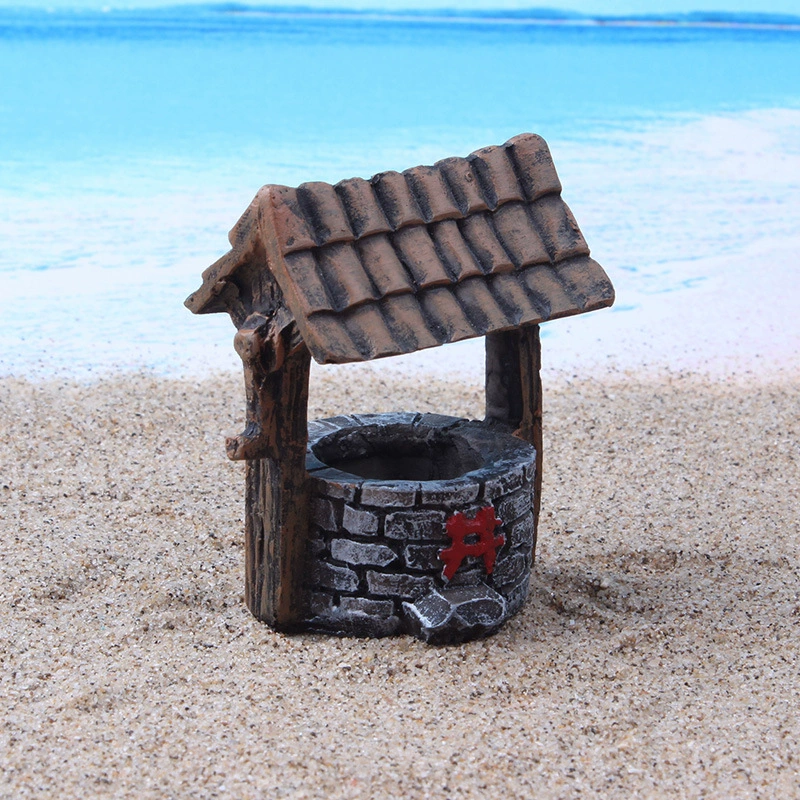 Декоративный элемент для микроландшафта: древний фонтан из смолы для ландшафтного дизайна, декора суккулентов, игрушка для ландшафтного дизайна, психологический песочный стол, архитектурный элемент, красный фонтанчик