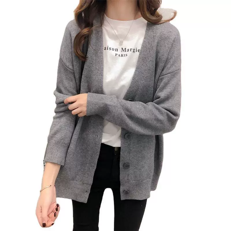 Осень длинный рукав, вязаная кофта, свитер, oversize
