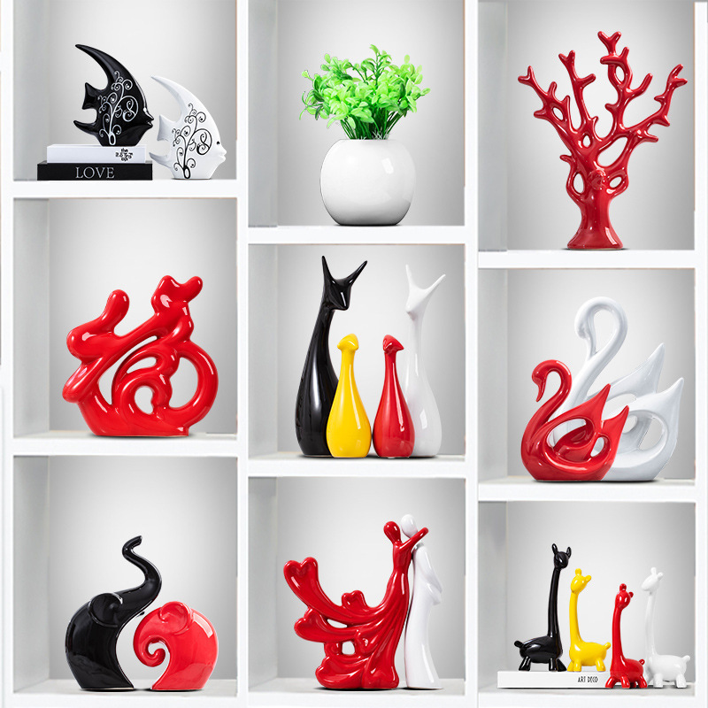 Honghe Ceramic Ornaments Wine Cabinet Set New Chinese TV Cabinet Decorations Crafts Wedding Gift Honghe Ceramic Ornaments Wine Cabinet Set New Chinese TV Cabinet Decorations Crafts Wedding Gift