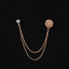 British-style foreign trade gold alloy brooch letter shoe and hat accessories European and American suit Wu Hui dress chain clause brooch