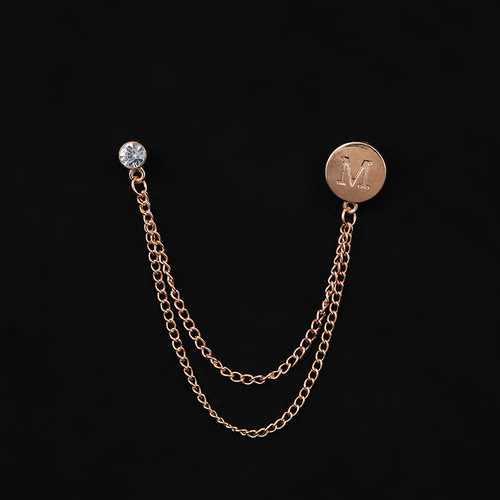 British-style foreign trade gold alloy brooch letter shoe and hat accessories European and American suit Wu Hui dress chain clause brooch