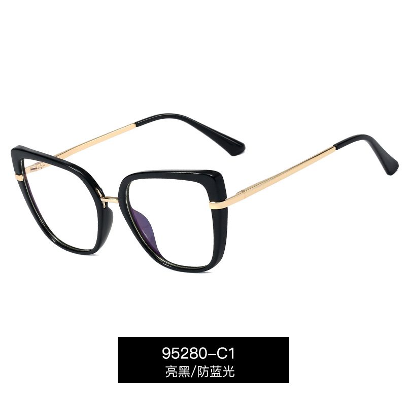 95280 nuevo retro Comercio exterior marco artístico gafas de mujer adelgazamiento anti-azul gafas de luz metal TR90 gafas lisas marco