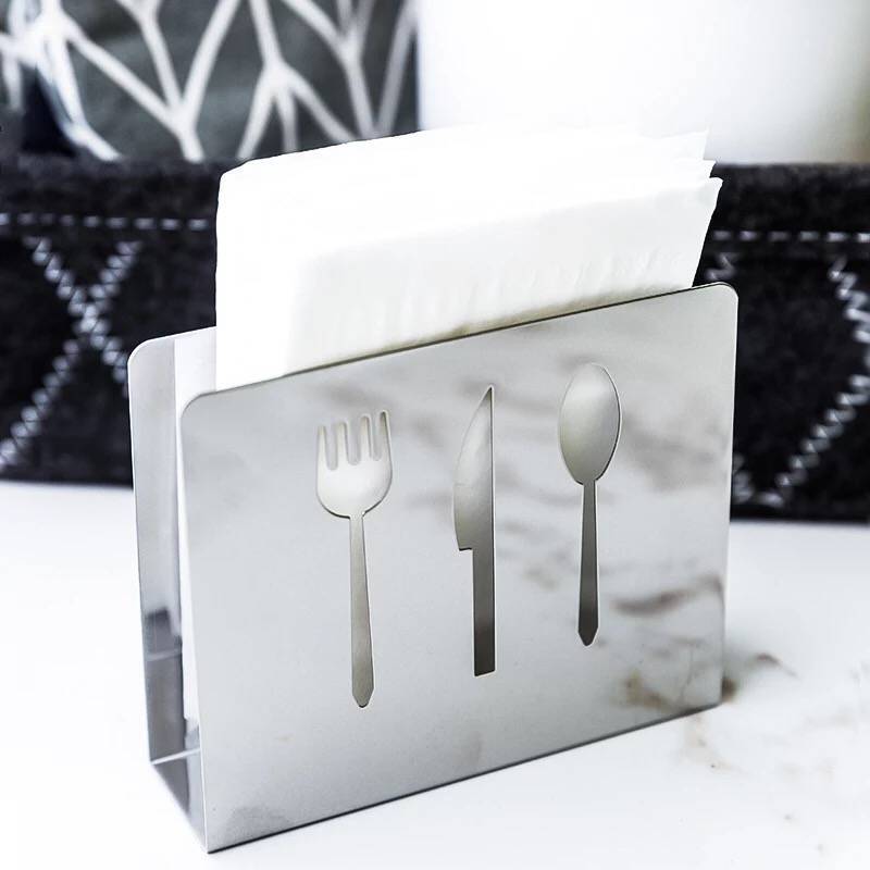 Square Napkin Holder Tissue Holder Creative Tissue Holder Napkin Holder Stainless Steel Western-style Napkin Holder Two Patterns