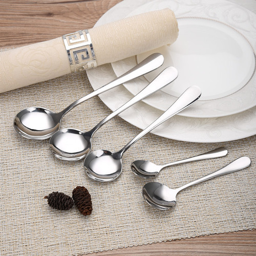 Wholesale 1010 stainless steel table spoons, thickened round spoons, dessert spoons, ice cream spoons, hotel tableware