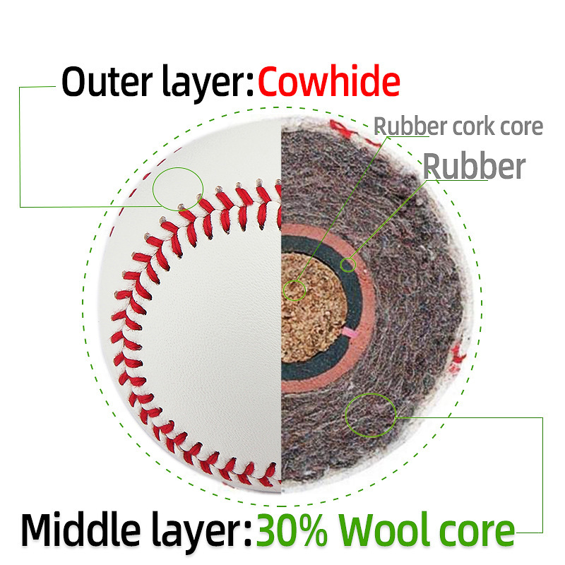 9-inch cowhide baseball wool core professional competition material hard baseball hand stitching BC grade first layer genuine leather