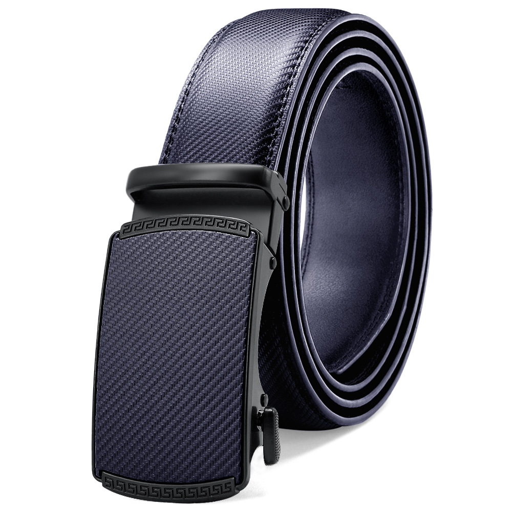 Amazon Aliexpress Belt Men's Popular Film Alloy Automatic Buckle Genuine Leather Cowhide Men's Belt Trouser Belt