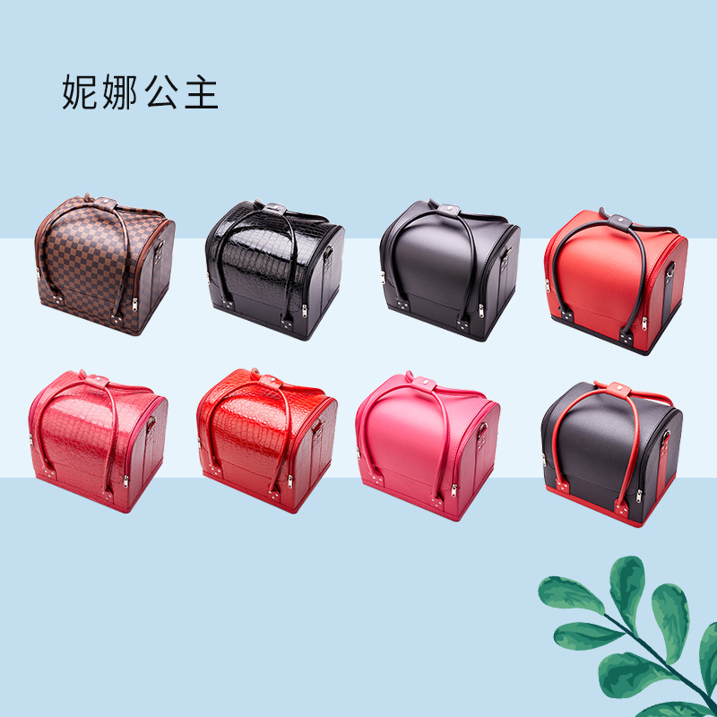 Simple color a juego portátil estilo coreano bolsa de cosméticos bolsa de almacenamiento multi-capa de maquillaje grande artista maquillaje manicura bolsa de tatuaje bolsa