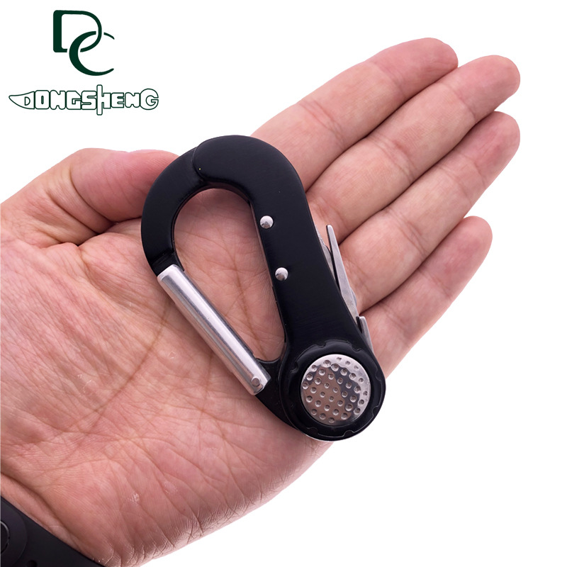 Outdoor Multi-functional camping carabiner stainless steel with Cigar scissors fast hanging golf gift knife