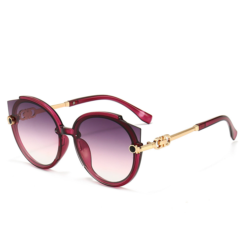 L'Oreo 2023 new personalized sunglasses female frame round metal European and American sunglasses transparent sunglasses