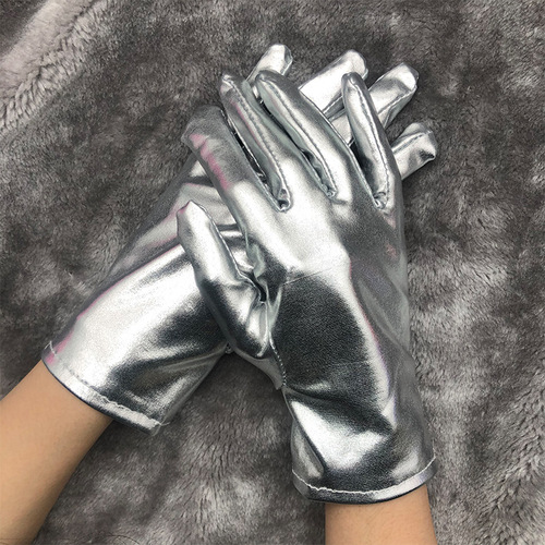 European and American sexy patent leather adult stage performance sexy costume accessories reflective thin cosplay gloves