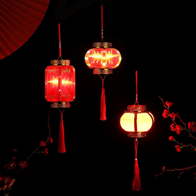 Hong Kong amor primavera Festival linterna luminosa portátil rojo caminar linterna LED pequeño palacio lámpara colgante Año Nuevo decoración suministros