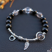 天然黑曜石手链黑发晶原创ins小众设计手链女手工制品精致