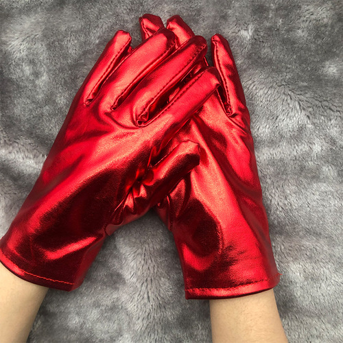 European and American sexy patent leather adult stage performance sexy costume accessories reflective thin cosplay gloves