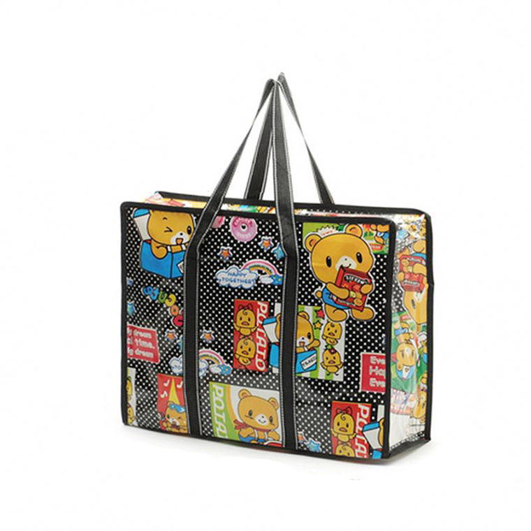 pp覆膜编织手提袋淋膜蛇皮手提编织袋彩印覆膜pe塑料编织袋