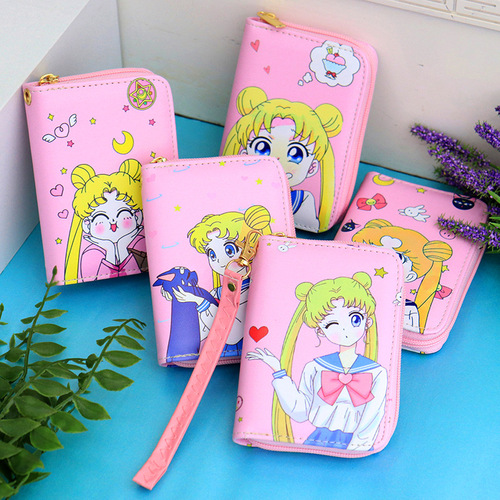 Mini Cartoon Beautiful Girl Cute Schoolgirl Fresh Ladies Short Zipper Portable Wallet