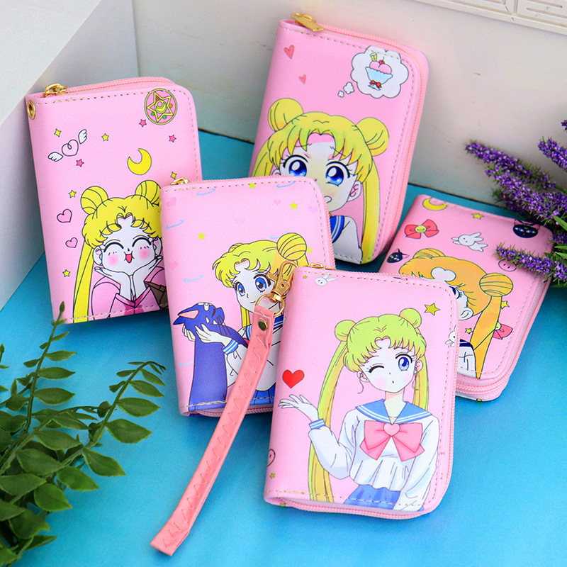Mini Cartoon beautiful girl cute female student fresh women's short zipper portable wallet
