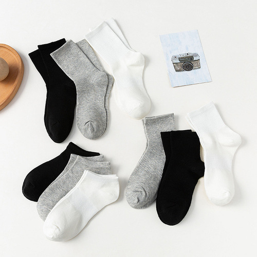 Socks for women in autumn and winter, pure cotton sweat-absorbing mid-tube socks breathable couples socks, pure color deodorant long-tube men's socks wholesale