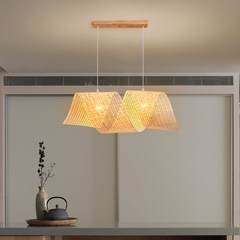 Lámpara de bambú de estilo chino lámpara de sala de té zen japonés B & B restaurante lámpara de bambú pastoral estilo retro lámpara de restaurante de olla caliente