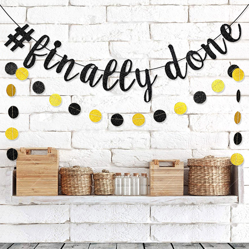 Negro finalmente hecho graduación fiesta decoración cadena bandera carta decoración fiesta de cumpleaños tire bandera
