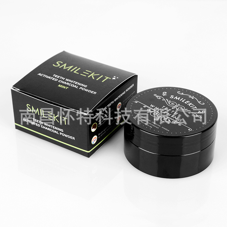Smilekit menta sabor cáscara de coco activado polvo de diente de carbón