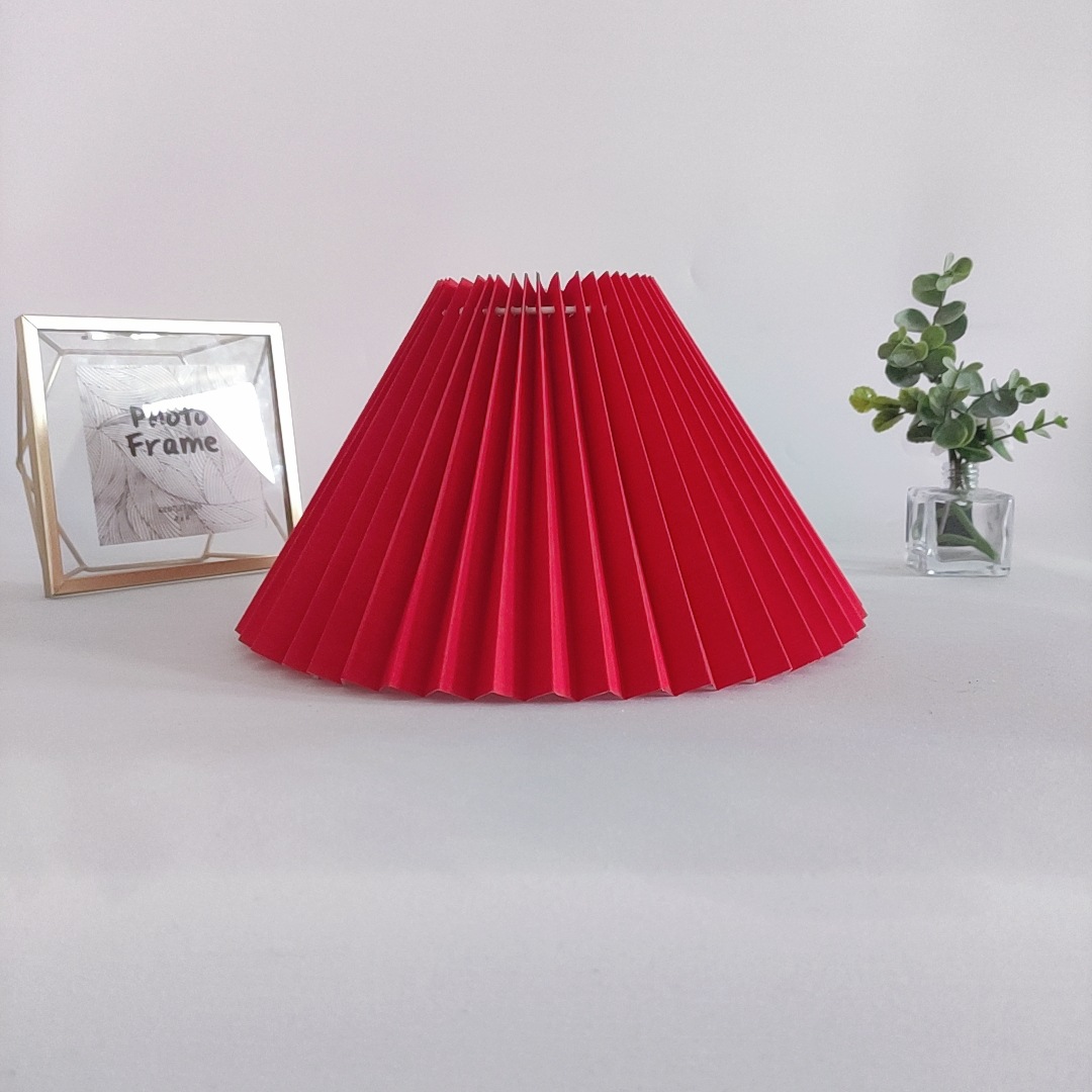 [Xianfan] 28cm Corea del Sur tela hecha a mano de la vendimia cien plisado pantalla creativa KD lámpara Mesa accesorios E27