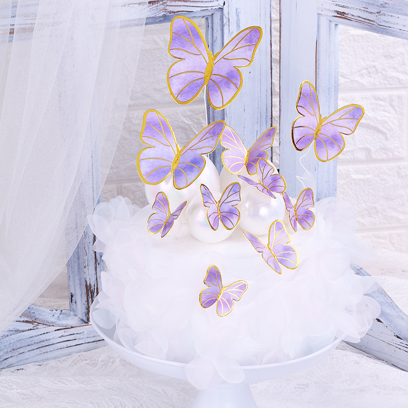Cake Decoration Internet Celebrity Ins Style Pink Purple Fairy Butterfly Cake Decoration Insert Birthday Cake Insert