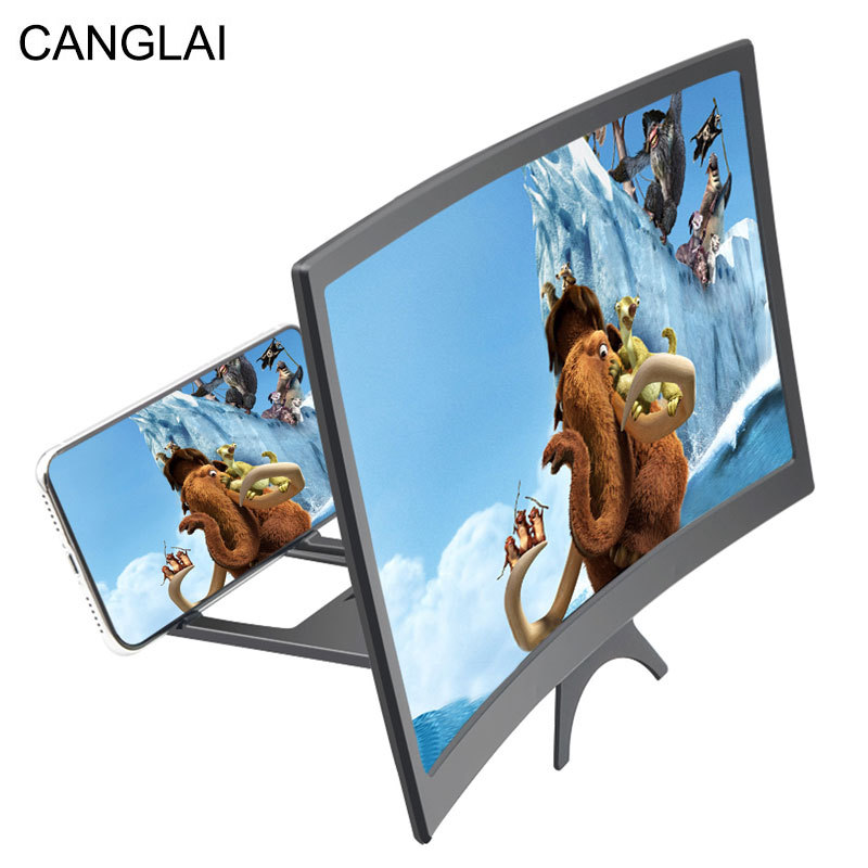 Tecnología de pantalla curva amplificador de pantalla de teléfono móvil amplificador curvo de 12 pulgadas pantalla HD 3d lupa soporte perezoso