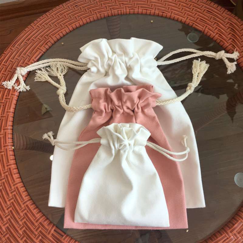 抽绳束口袋纯色DIY帆布袋耳机零钱钥匙收纳包便携迷你杂物防尘袋