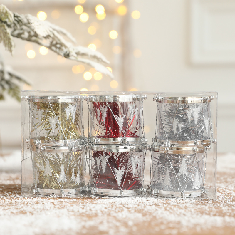 Hong Kong Heng Navidad tambor decoración suministros plástico tambor Navidad colgante Navidad regalo lugar diseño props