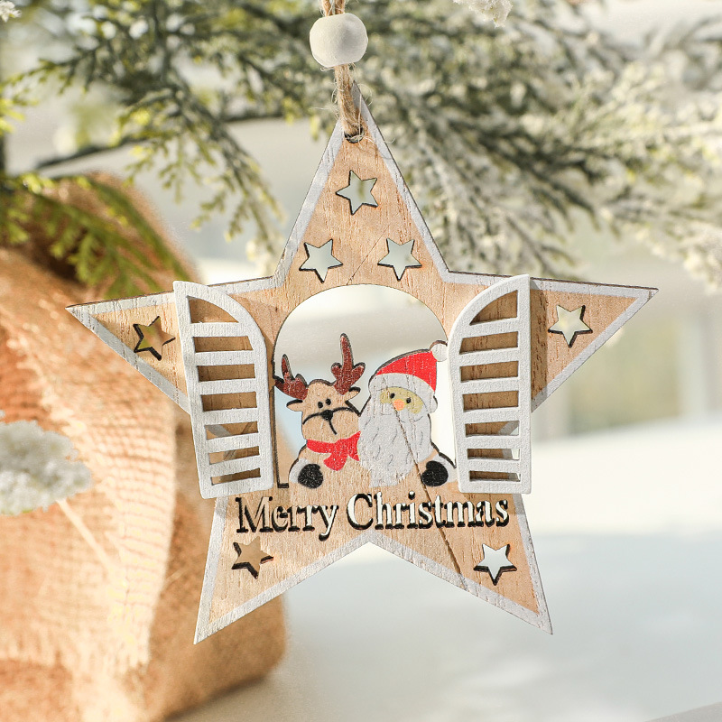 Hong Kong Heng decoraciones de Navidad árbol de Navidad colgante pintado de madera Santa Claus foto marco decoración colgante pequeño regalo