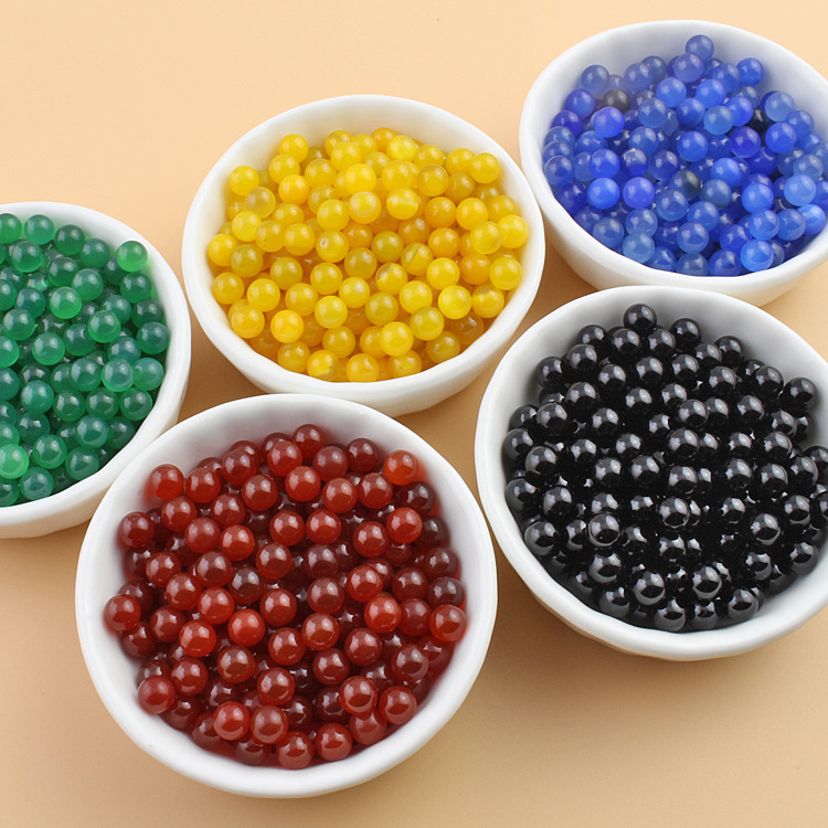 天然石珠子烟钉配件无孔珠彩色石英珠耐高温半成品diy散珠批发