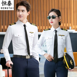 职业装男女同款海军衬衣航空飞行员制服机师空少空乘衬衫酒店工装