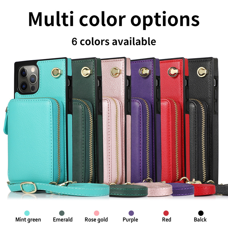 Suitable for iPhone15 Zipper Mobile Phone Leather Case Multifunctional Apple 13 Walchback Protective Case 12 Crossbody Mobile Phone Case