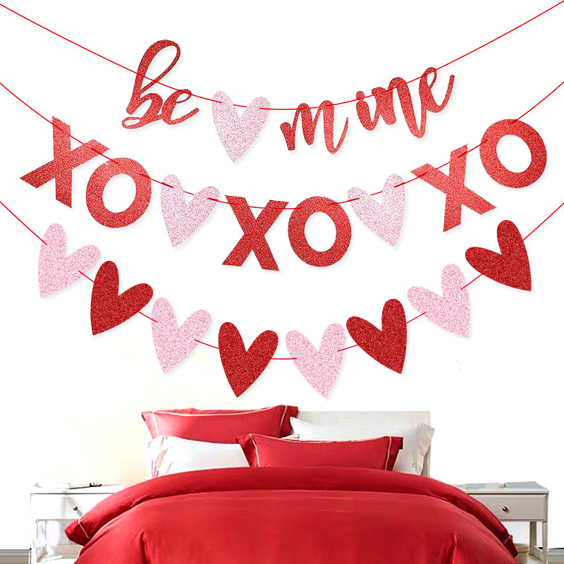 Ser mía XO propuesta de Boda boda Rosa decoración Garland Día de San Valentín amor escena diseño boda habitación Garland