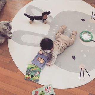 (2개) INS 노르딕 토끼 카펫 크롤링 매트 어린이 방 장식 게임 크롤링 매트 미끄럼 방지 매트 사진 소품