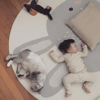 (2개) INS 노르딕 토끼 카펫 크롤링 매트 어린이 방 장식 게임 크롤링 매트 미끄럼 방지 매트 사진 소품