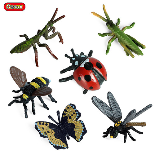 Simulated wild insect animal model set mini mantis grasshopper butterfly seven-star ladybug dragonfly bee toy