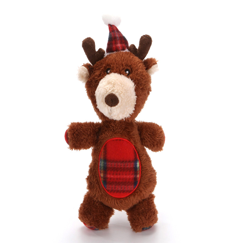 Amazon Venta caliente mascota de peluche de sonido de juguete de Navidad traje de juguete resistente a las mordeduras de gato y perro de juguete